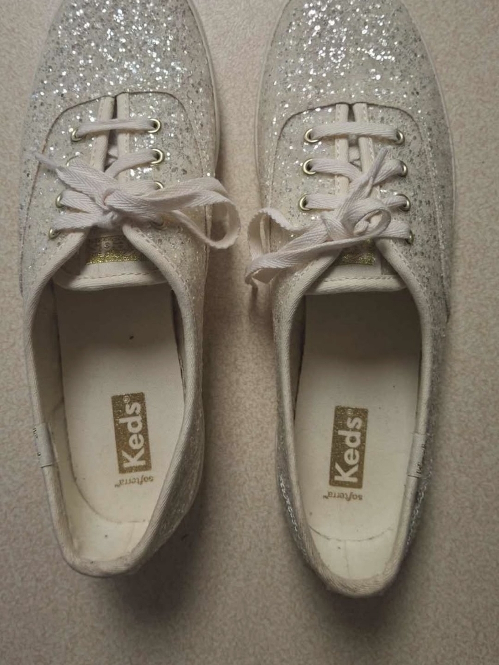 Keds Women's Glitter Lace-Up Sneakers in Silver Sparkle